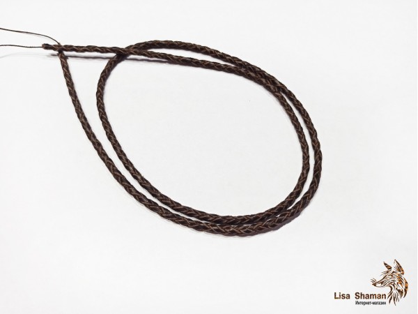 Кожаный шнурок для крестика без застежки коричневый 3 мм
